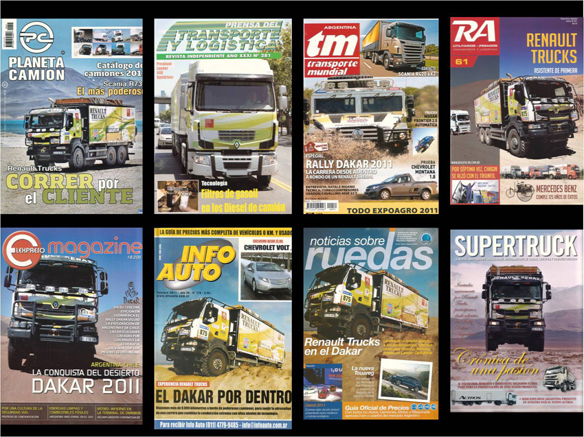 Muestra miniatura de las tapas de Renault Trucks en las revistas especializadas.