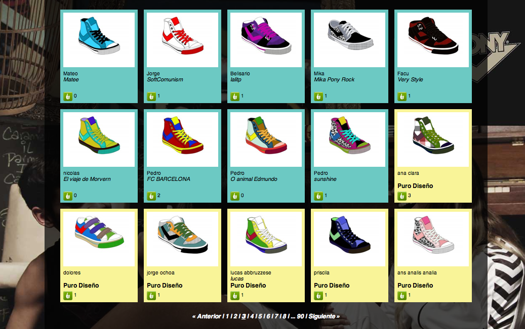 Galera de zapatillas creadas online.