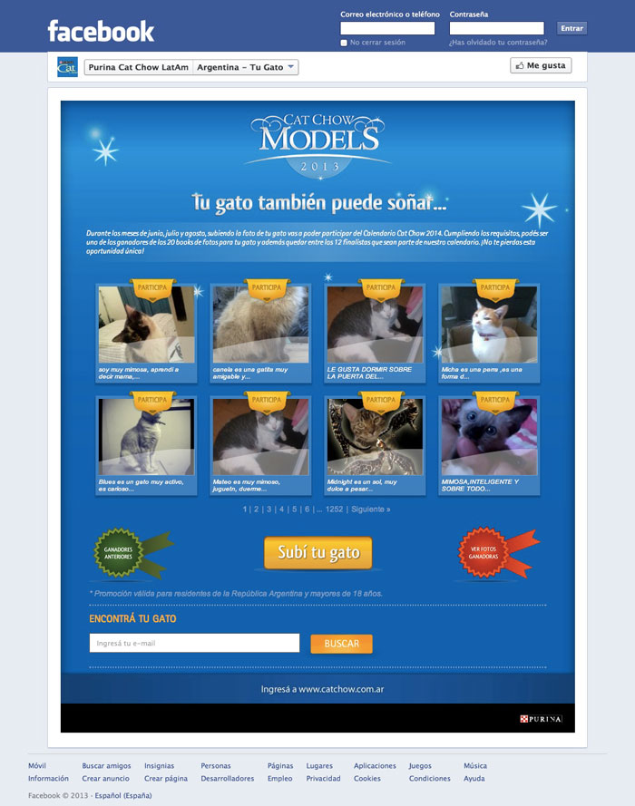 Homepage del tab de la segunda edicin de Cat Chow Models.